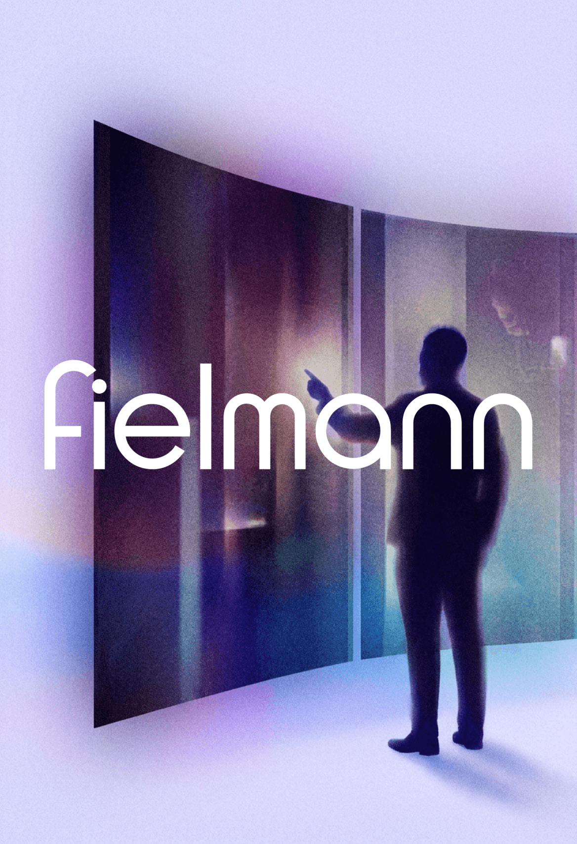 Fielmann Visual mit Person vor einer leuchtenden digitalen Umgebung.