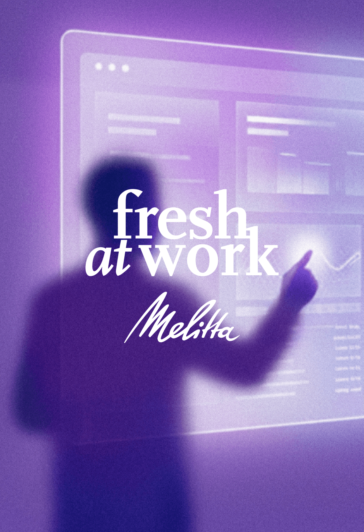 fresh at work Visual mit Person vor einer digitalen Oberfläche.